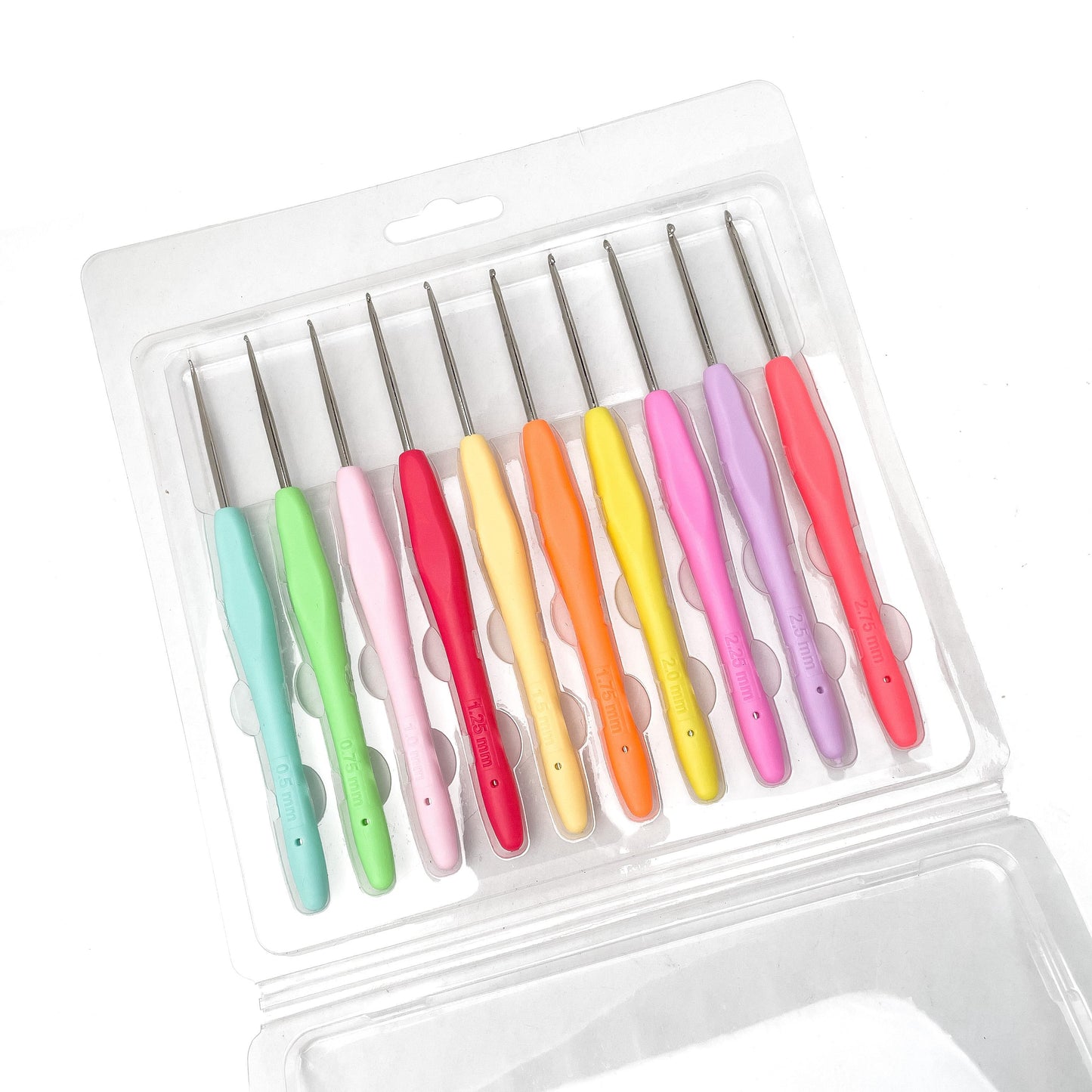 10pcs Ergonomic Lace Colorful Crochet Hook Set with Rubber SIlicon Soft Handle 0.5-2.75mm