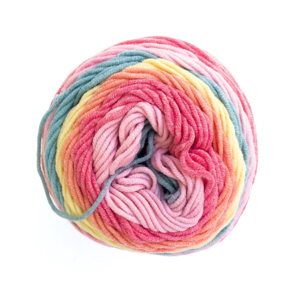 Rainbow Cotton Self-Striping Yarn Cotton-Acrylic Blend Yarn 5ply DK (100g) - Multicolor