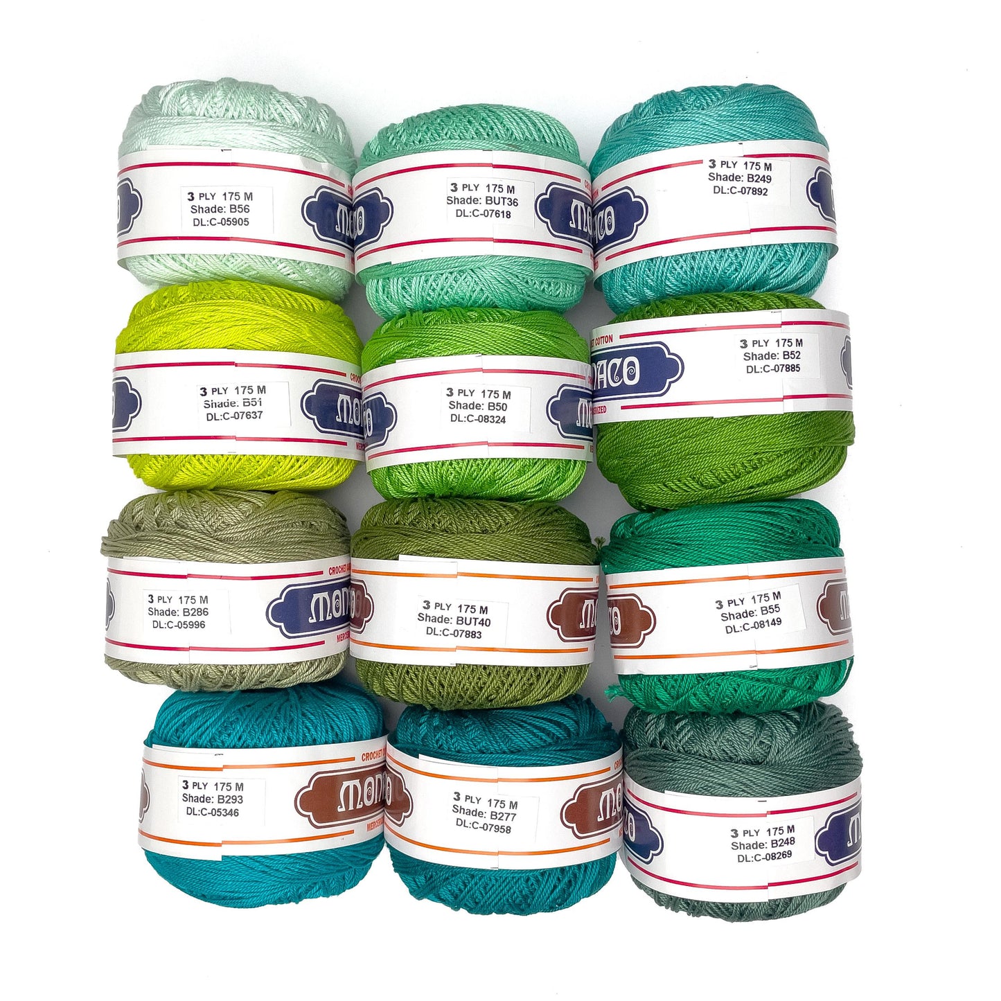 3ply Monaco Mercerized Crochet Cotton Thread Yarn 175m (40g)