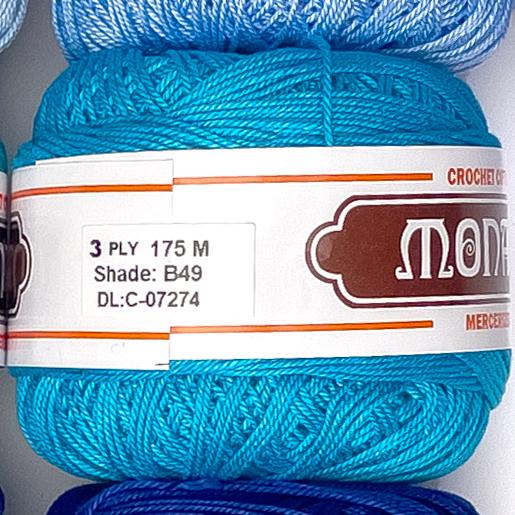 3ply Monaco Mercerized Crochet Cotton Thread Yarn 175m (40g)