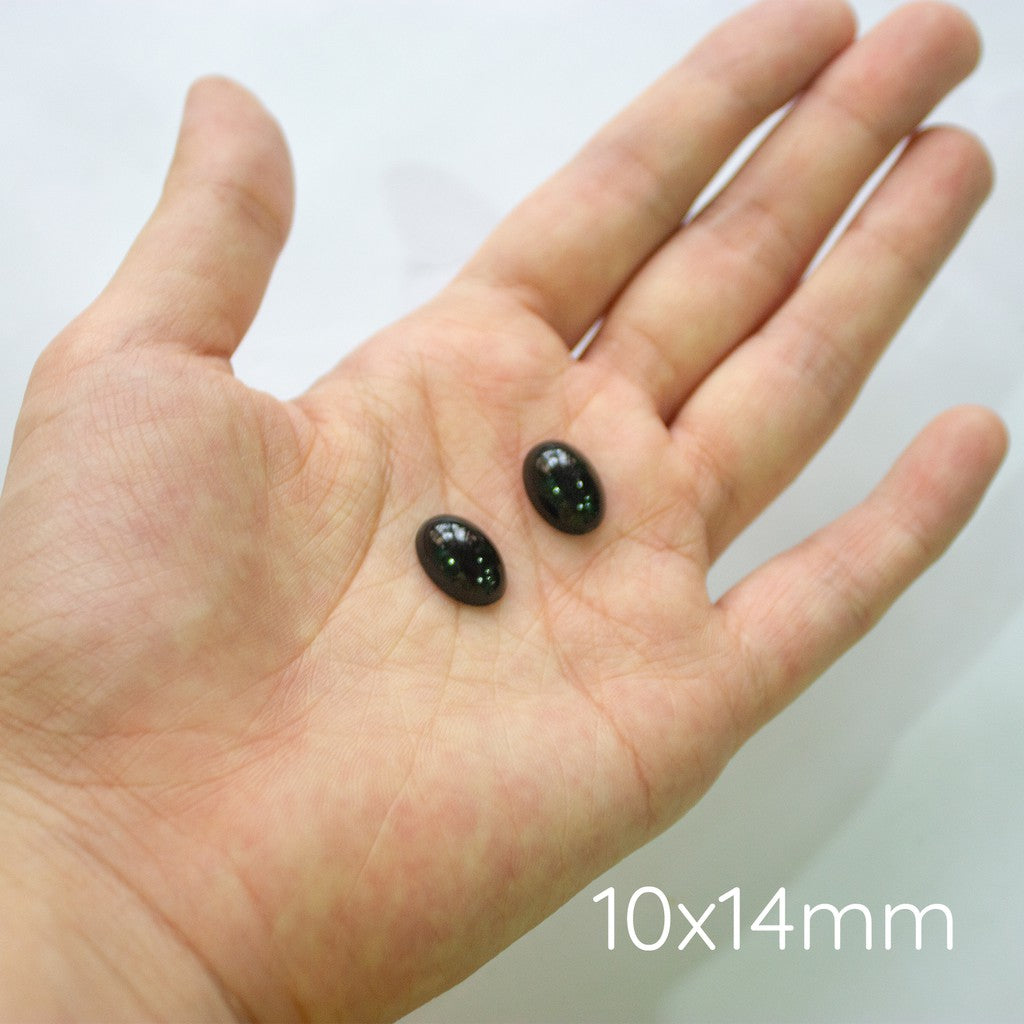 Oval Flat Back Flatback Black Eyes / Nose (10pcs)