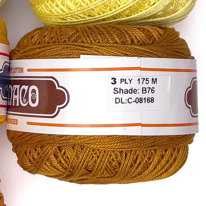 3ply Monaco Mercerized Crochet Cotton Thread Yarn 175m (40g)