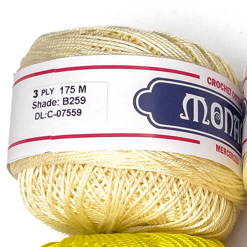 3ply Monaco Mercerized Crochet Cotton Thread Yarn 175m (40g)