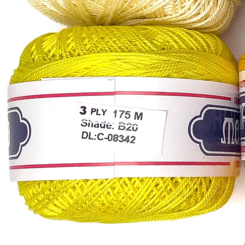 3ply Monaco Mercerized Crochet Cotton Thread Yarn 175m (40g)