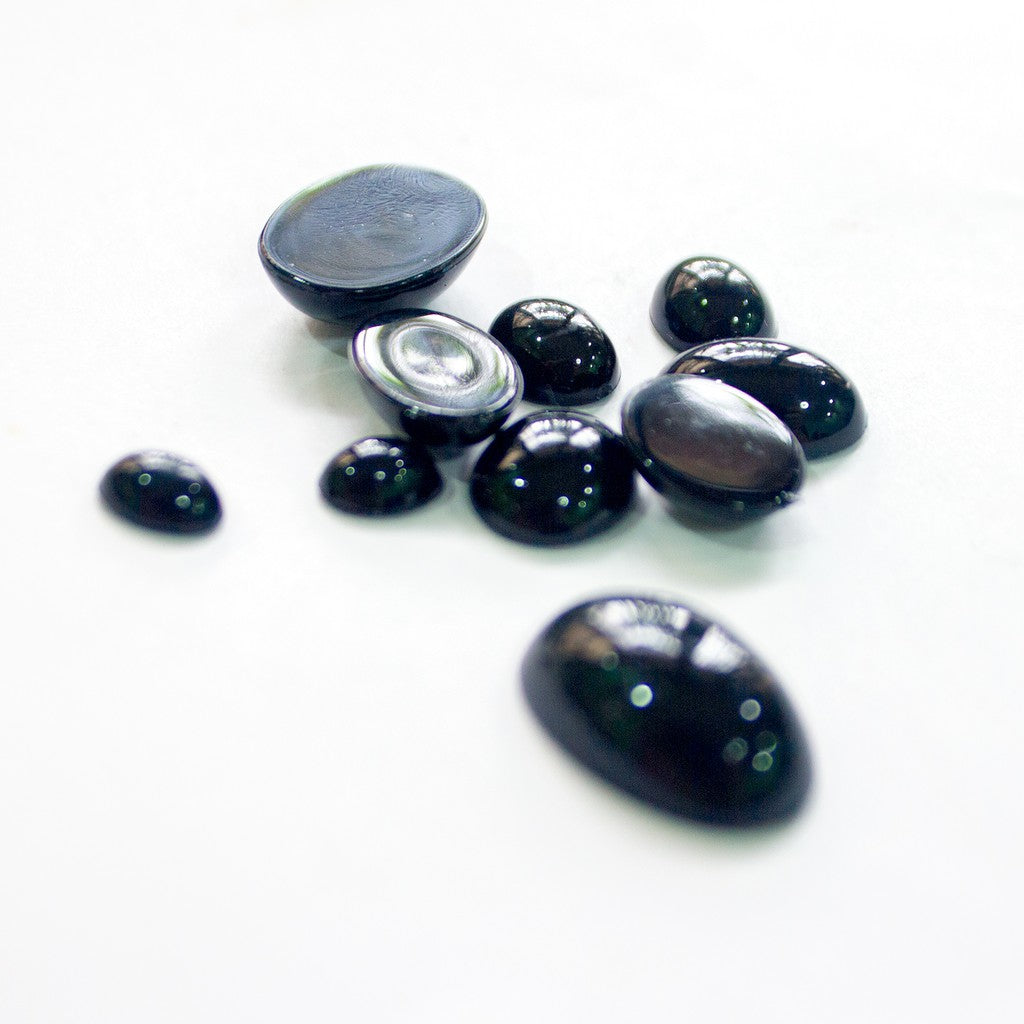 Oval Flat Back Flatback Black Eyes / Nose (10pcs)