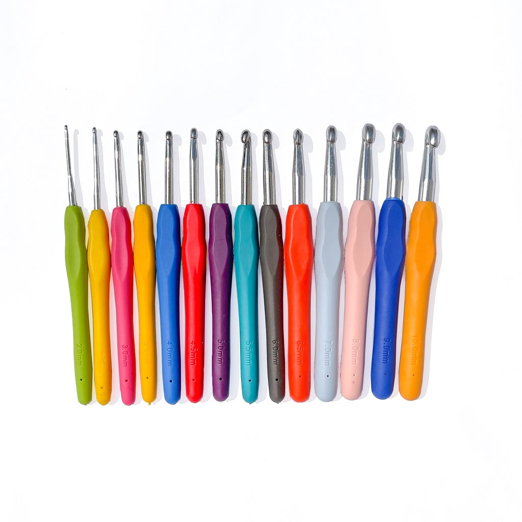 Ergonomic Colorful Crochet Hook Hooks with Rubber / SIlicon Silicone Soft Handle 2.0mm-10.0mm