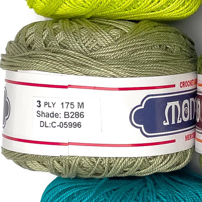 3ply Monaco Mercerized Crochet Cotton Thread Yarn 175m (40g)