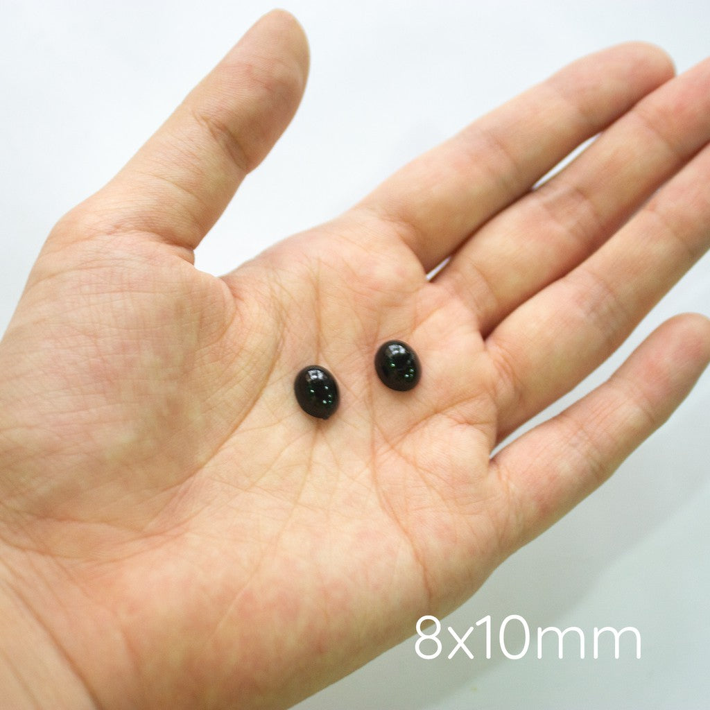 Oval Flat Back Flatback Black Eyes / Nose (10pcs)