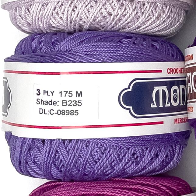 3ply Monaco Mercerized Crochet Cotton Thread Yarn 175m (40g)