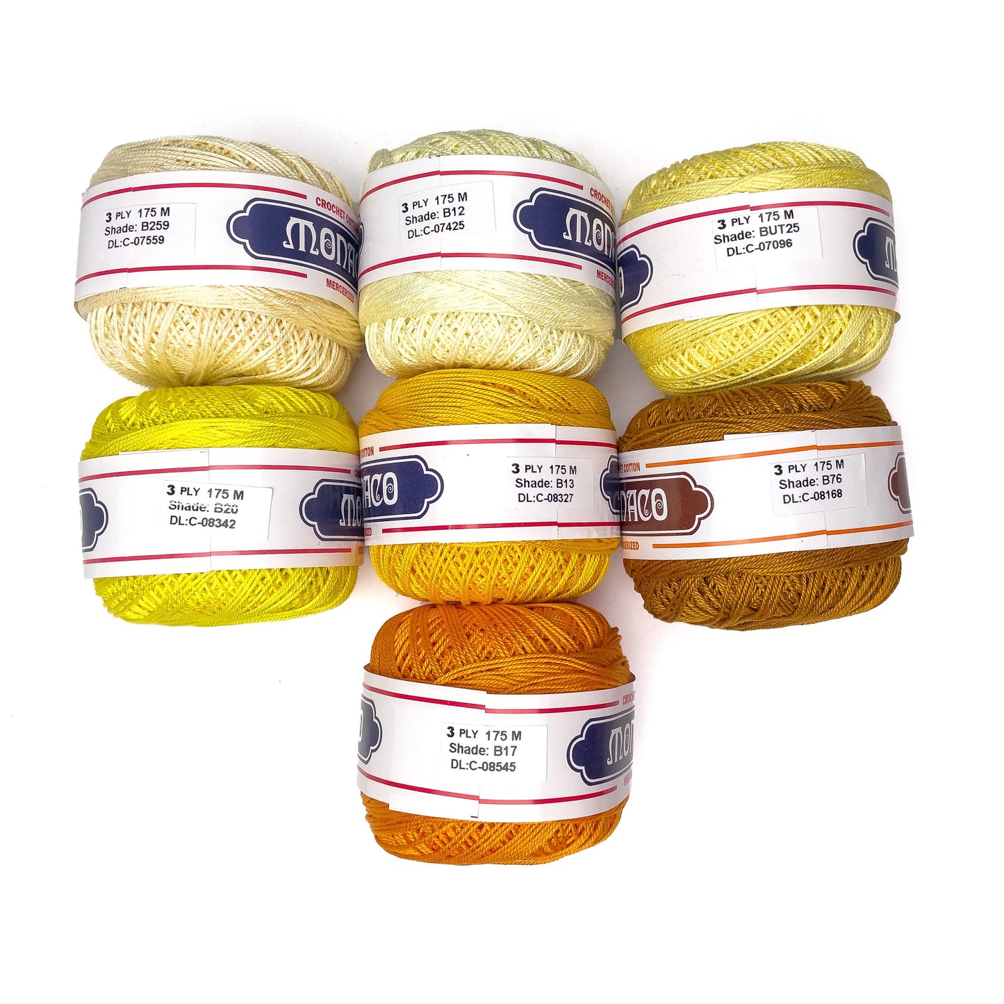 3ply Monaco Mercerized Crochet Cotton Thread Yarn 175m (40g)