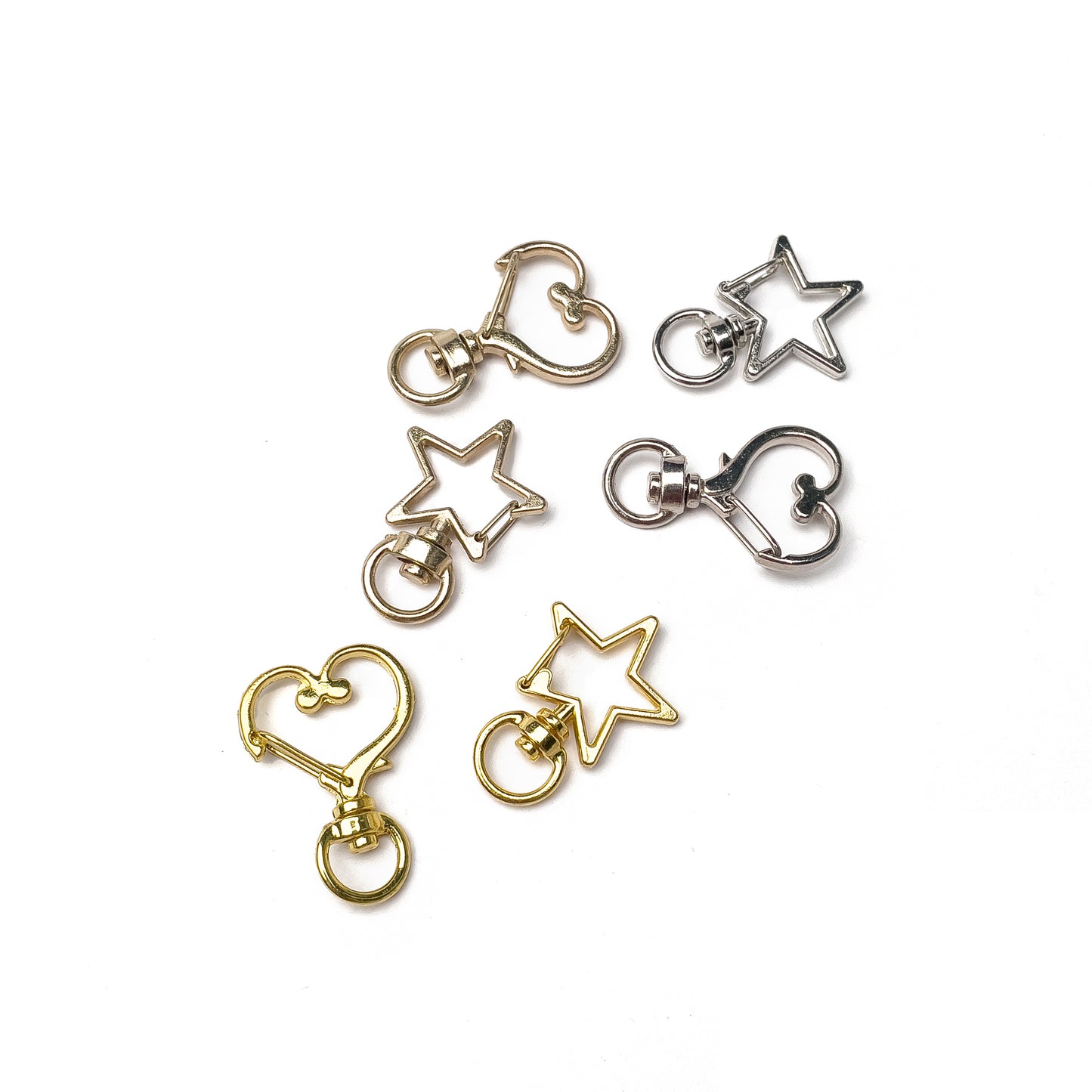 Star Heart Keychain Charm Holder with Swivel Key Chain Accessory Accessories Pentagram
