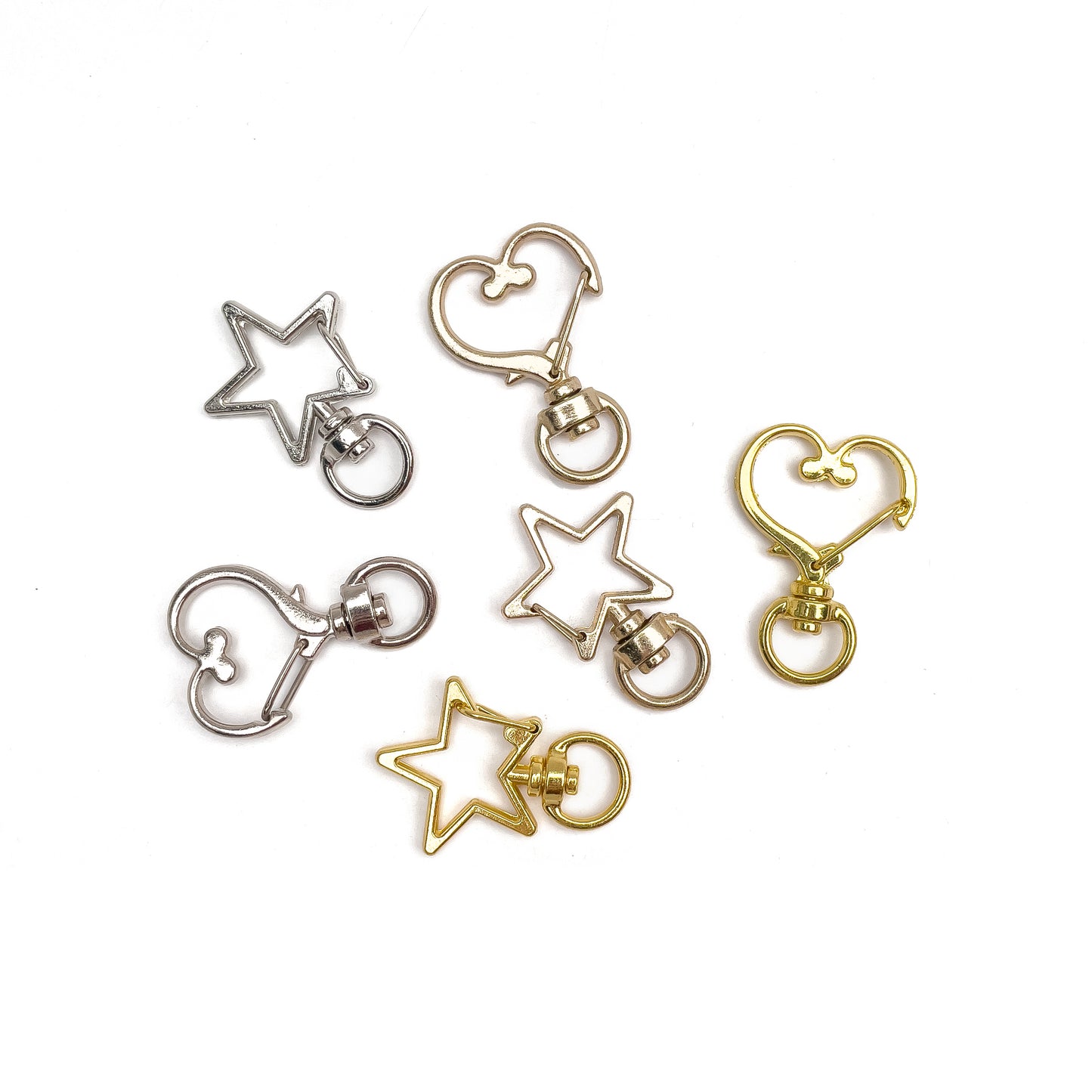 Star Heart Keychain Charm Holder with Swivel Key Chain Accessory Accessories Pentagram
