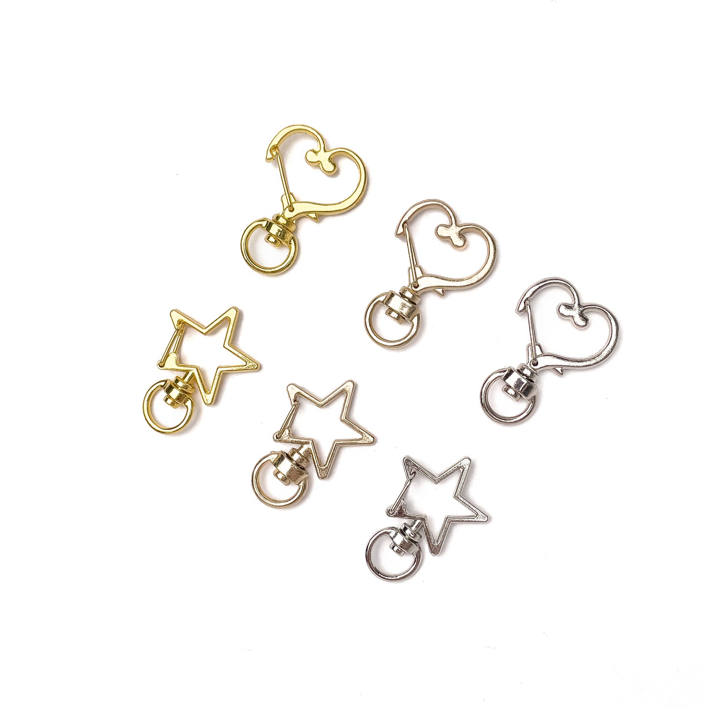 Star Heart Keychain Charm Holder with Swivel Key Chain Accessory Accessories Pentagram