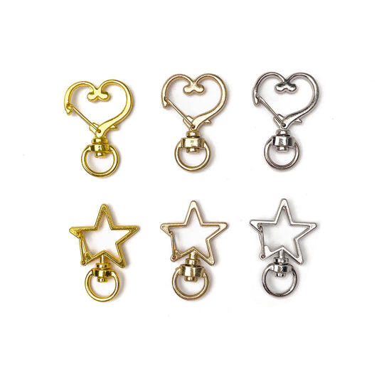 Star Heart Keychain Charm Holder with Swivel Key Chain Accessory Accessories Pentagram