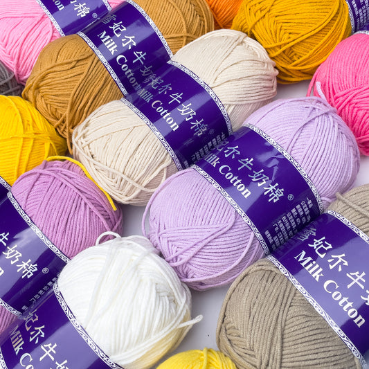 [Snow Princess Brand] 5ply Combed Milk Cotton DK Cotton-Acrylic Blend Yarn 100g - 1 of 2