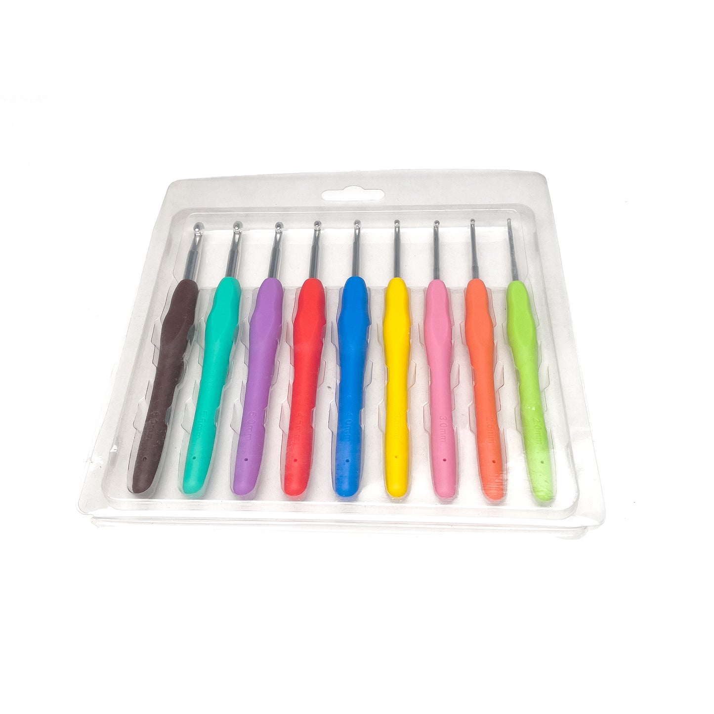 9pcs / 14pcs Ergonomic Colorful Crochet Hook Set with Rubber SIlicon Soft Handle 2.0mm-10.0mm