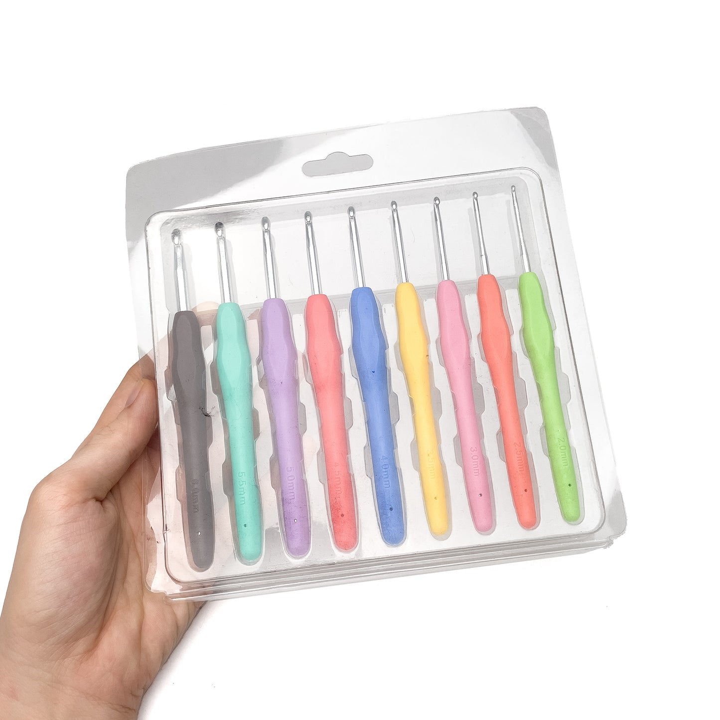 9pcs / 14pcs Ergonomic Colorful Crochet Hook Set with Rubber SIlicon Soft Handle 2.0mm-10.0mm