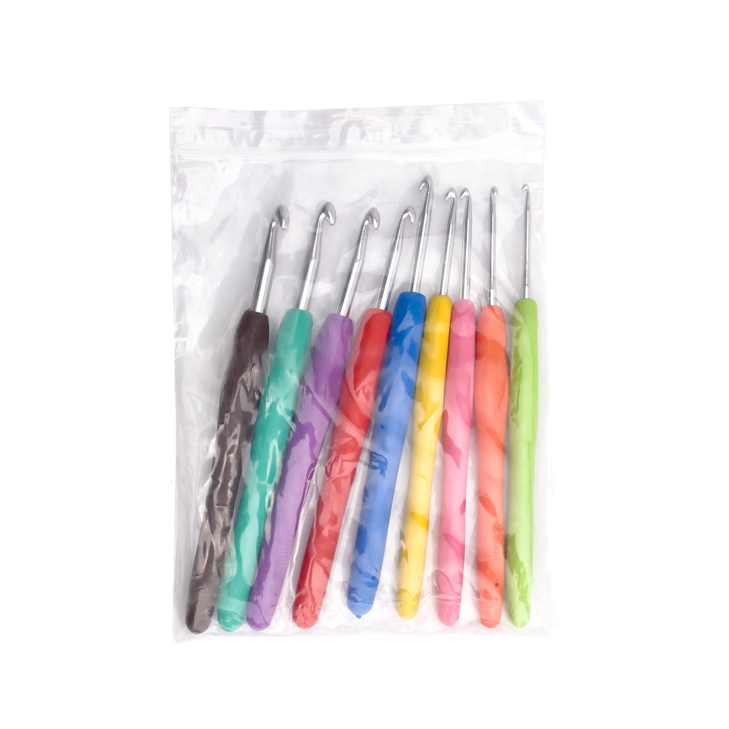 9pcs / 14pcs Ergonomic Colorful Crochet Hook Set with Rubber SIlicon Soft Handle 2.0mm-10.0mm