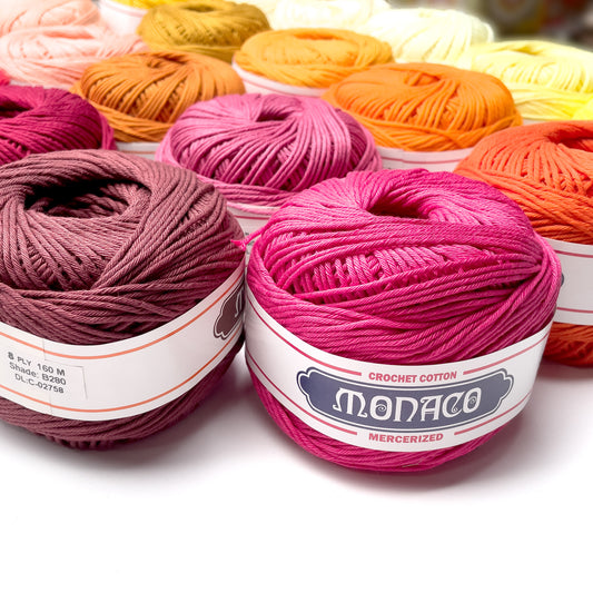 8ply Monaco Mercerized Crochet Cotton Thread Yarn 160m (100g)