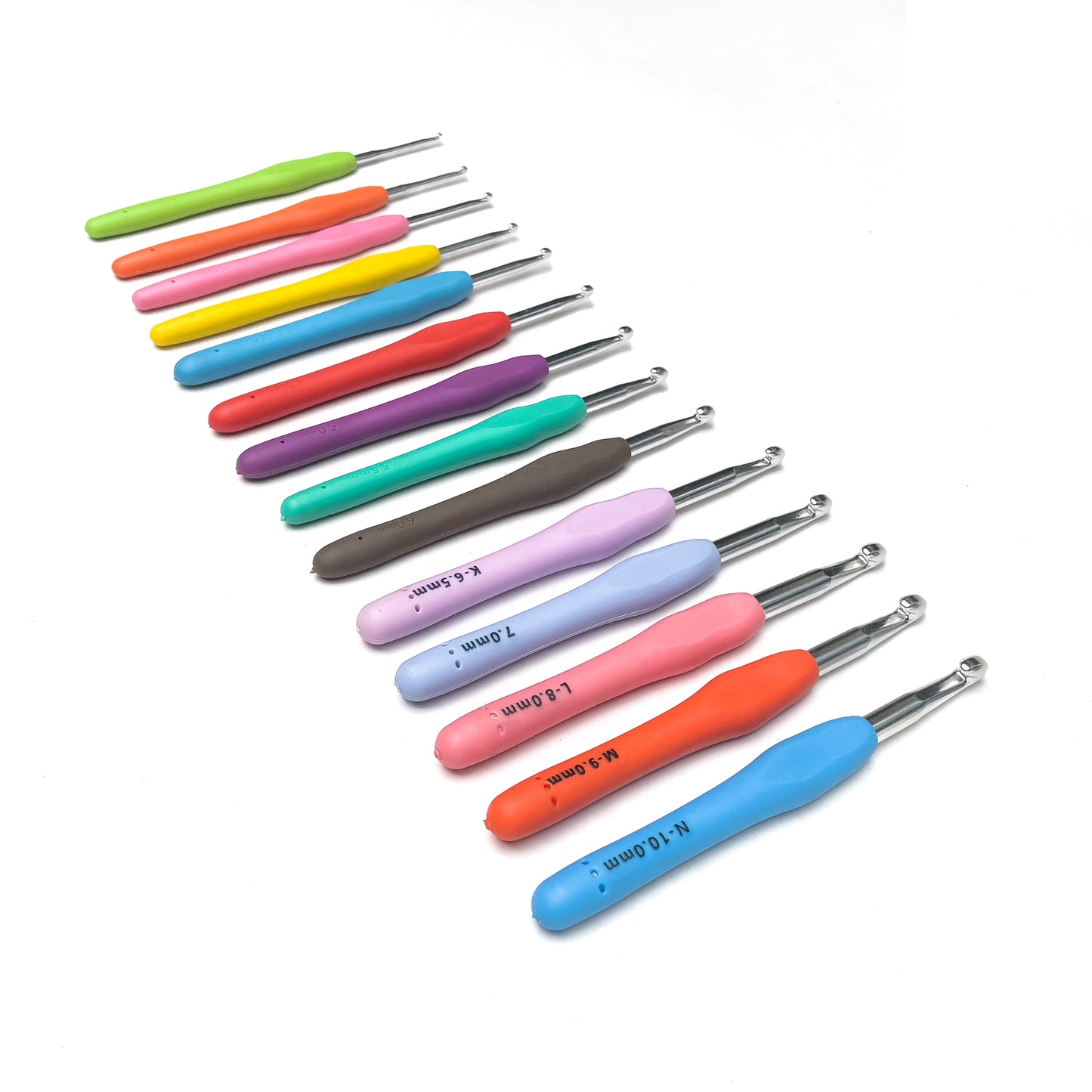 Ergonomic Colorful Crochet Hook Hooks with Rubber / SIlicon Silicone Soft Handle 2.0mm-10.0mm