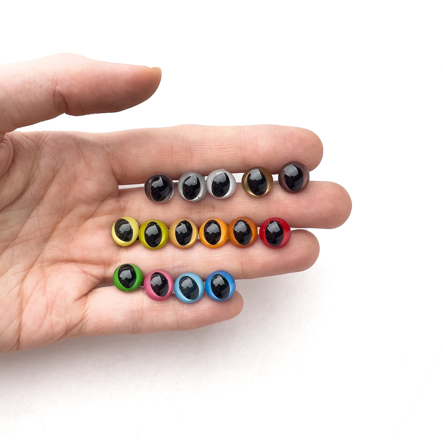 Cat Safety Eyes Colorful Slit Pupil Plastic Eyes with Washers for Amigurumi 10mm / 12mm / 15mm (2 pairs / 4pcs)