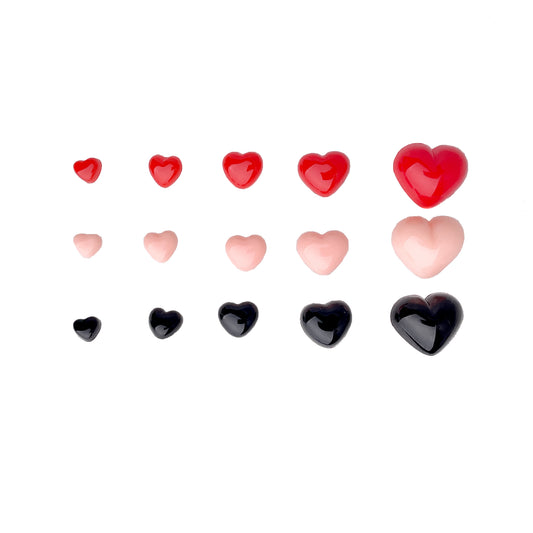 Heart shaped safety nose / eyes for toys - black / red / pink (4pcs)