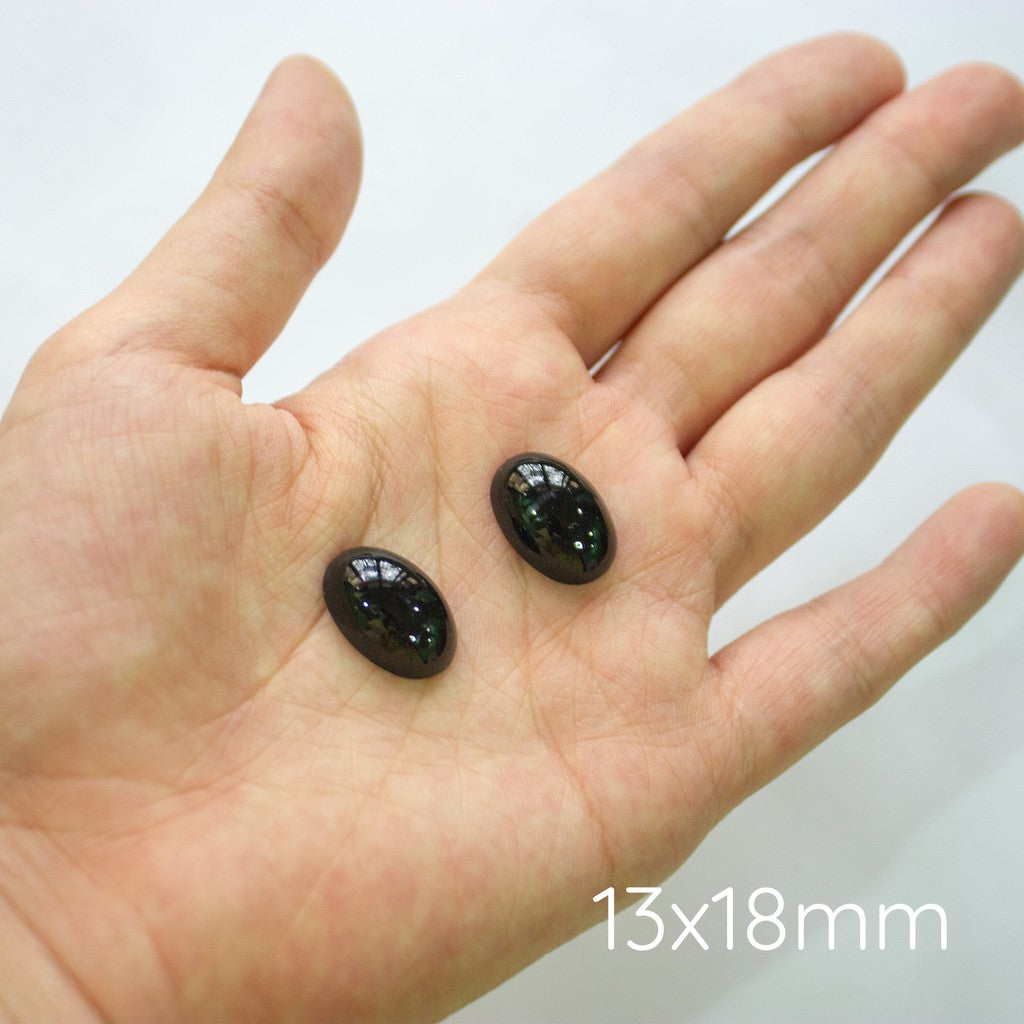 Oval Flat Back Flatback Black Eyes / Nose (10pcs)
