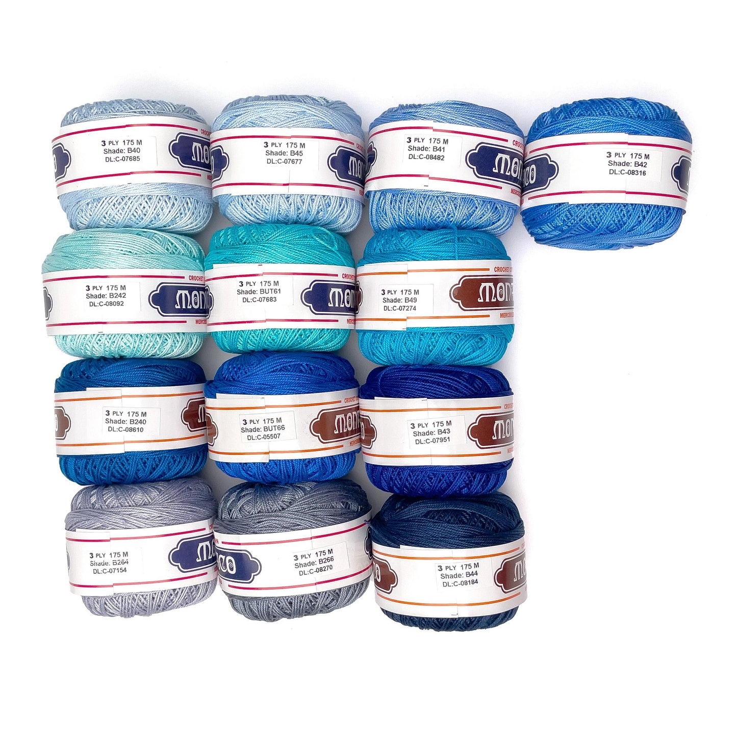 3ply Monaco Mercerized Crochet Cotton Thread Yarn 175m (40g)