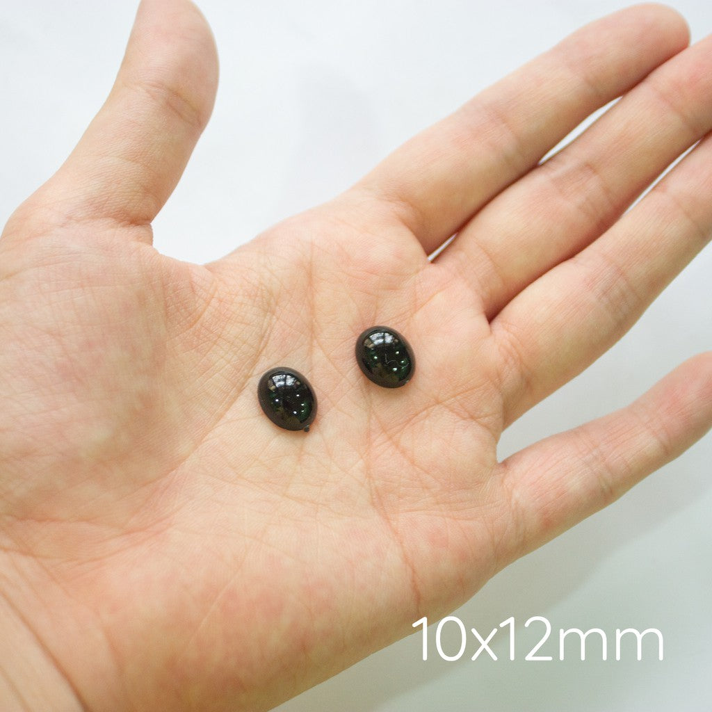 Oval Flat Back Flatback Black Eyes / Nose (10pcs)