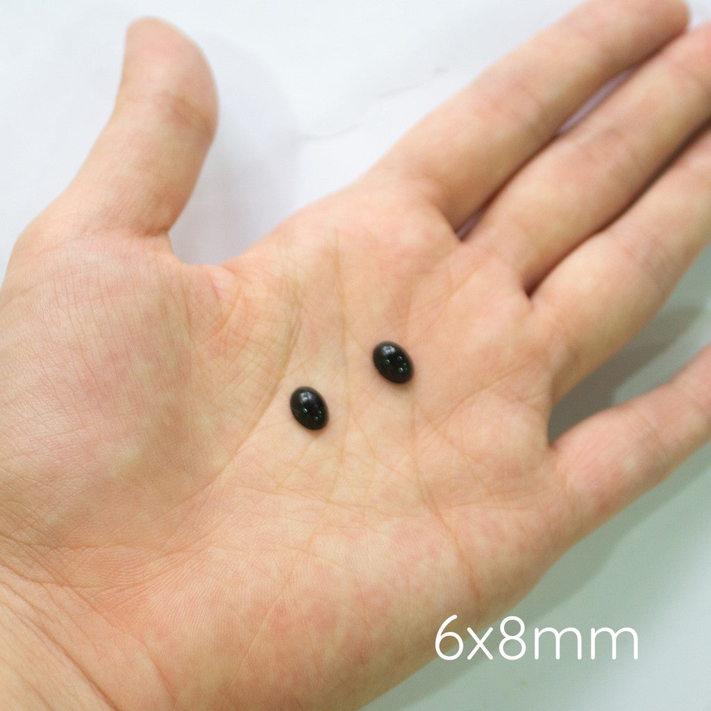 Oval Flat Back Flatback Black Eyes / Nose (10pcs)