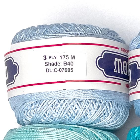 3ply Monaco Mercerized Crochet Cotton Thread Yarn 175m (40g)