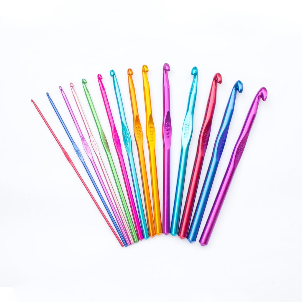 12pcs/14pcs Aluminum Crochet Hook Set (2.0mm-8.0mm/2.0mm-10.0mm)