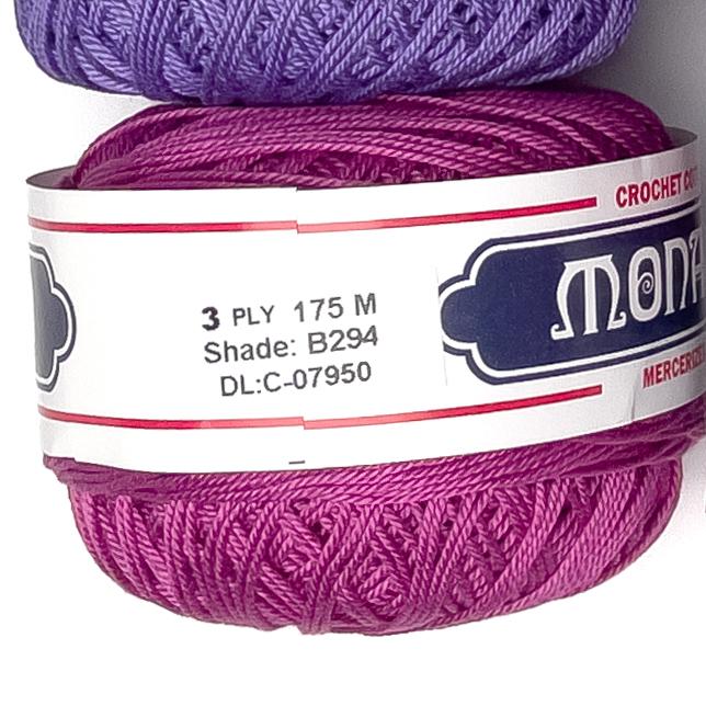 3ply Monaco Mercerized Crochet Cotton Thread Yarn 175m (40g)