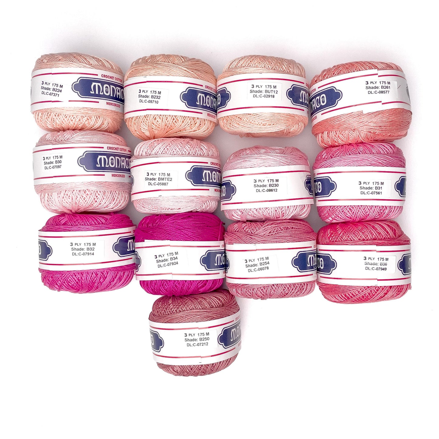 3ply Monaco Mercerized Crochet Cotton Thread Yarn 175m (40g)