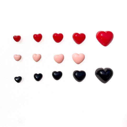 Heart shaped safety nose / eyes for toys - black / red / pink (4pcs)