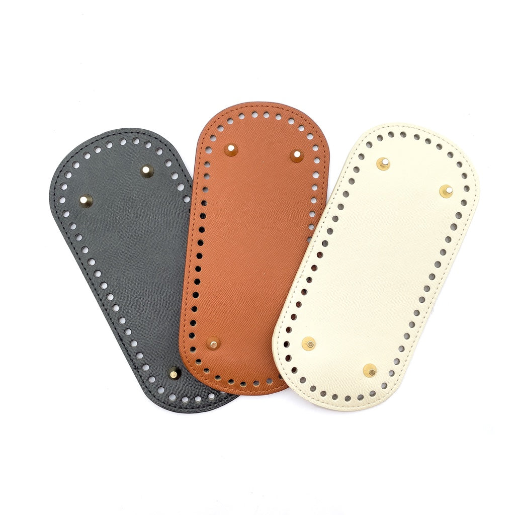 PU Leather Bag Base Bottom with Bag Feet and Holes for Crochet and Knitting DIY