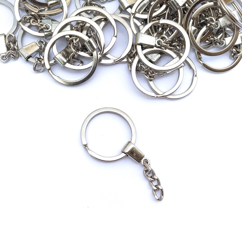 5pcs Thick Flat Keychain with Large Reinforced Connector with Jump Ring