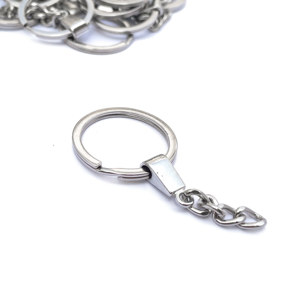 5pcs Thick Flat Keychain with Large Reinforced Connector with Jump Ring