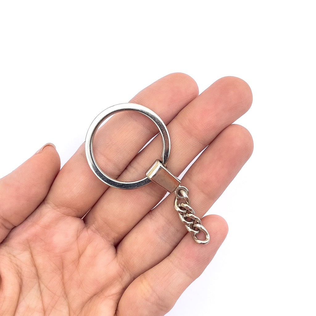 5pcs Thick Flat Keychain with Large Reinforced Connector with Jump Ring