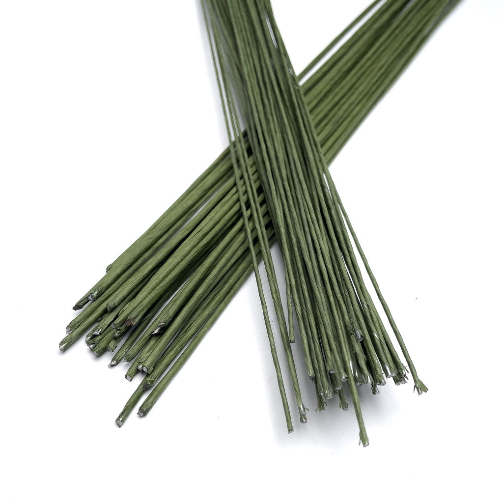 30pcs / 50pcs Floral Wire Paper Coated 1mm #18 2mm #12 gauge 40cm for Crochet Flower Stem and Leaves