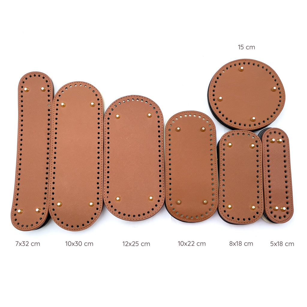 PU Leather Bag Base Bottom with Bag Feet and Holes for Crochet and Knitting DIY