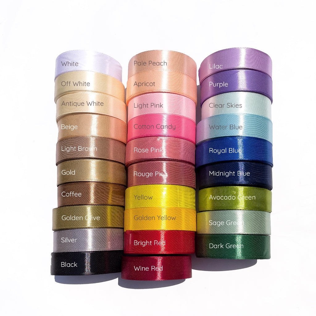 1 inch Satin Ribbon 25mm Single Faced Gift Wrapping Ribbons (25 yards or 22 meters per roll)