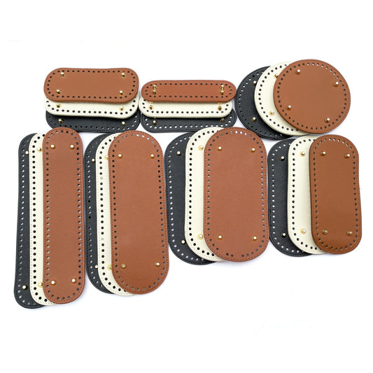 PU Leather Bag Base Bottom with Bag Feet and Holes for Crochet and Knitting DIY