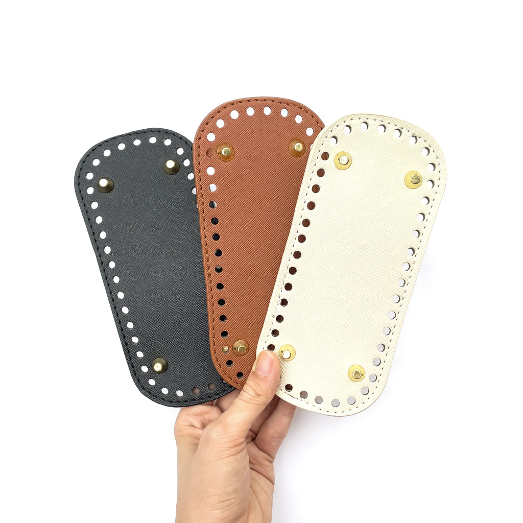 PU Leather Bag Base Bottom with Bag Feet and Holes for Crochet and Knitting DIY