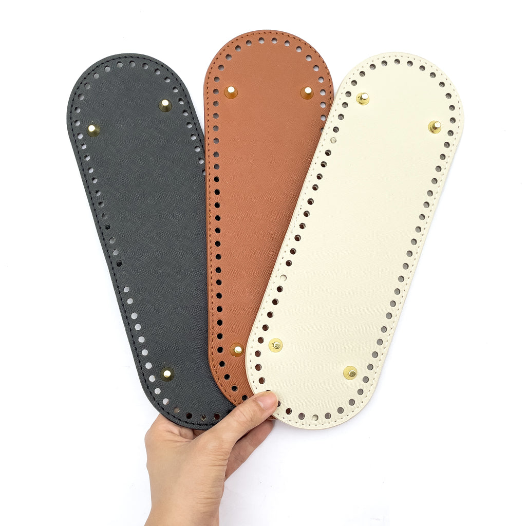 PU Leather Bag Base Bottom with Bag Feet and Holes for Crochet and Knitting DIY