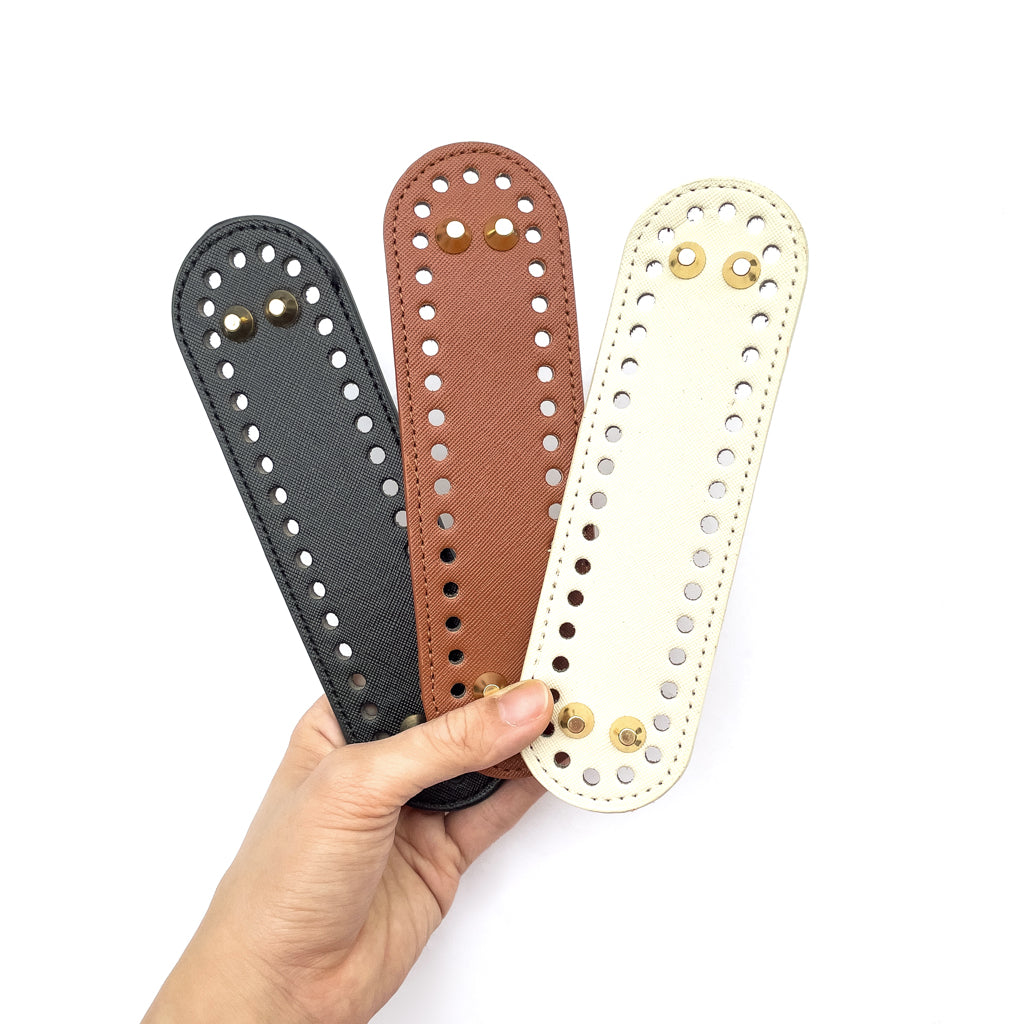 PU Leather Bag Base Bottom with Bag Feet and Holes for Crochet and Knitting DIY
