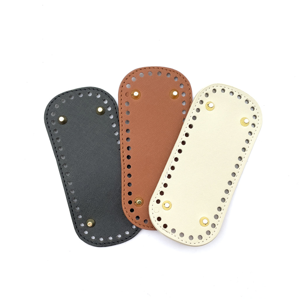 PU Leather Bag Base Bottom with Bag Feet and Holes for Crochet and Knitting DIY