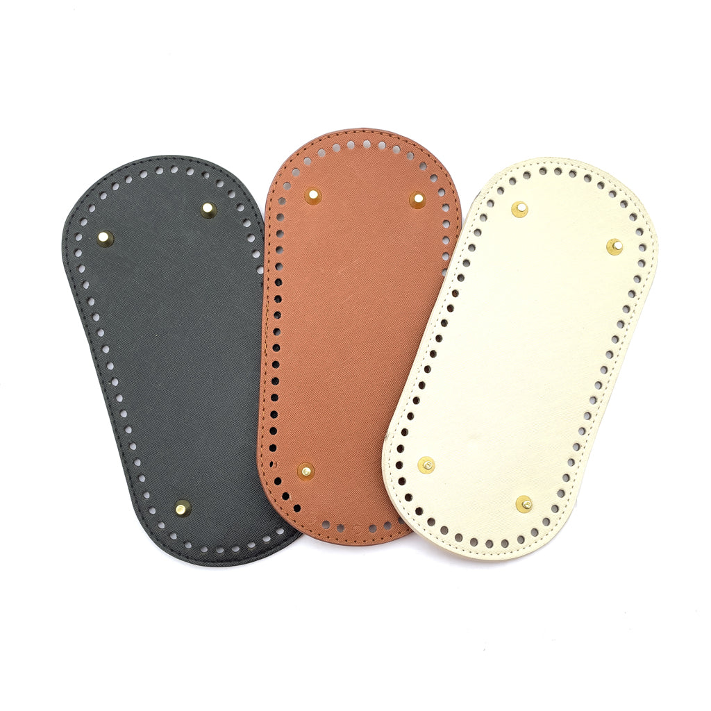 PU Leather Bag Base Bottom with Bag Feet and Holes for Crochet and Knitting DIY