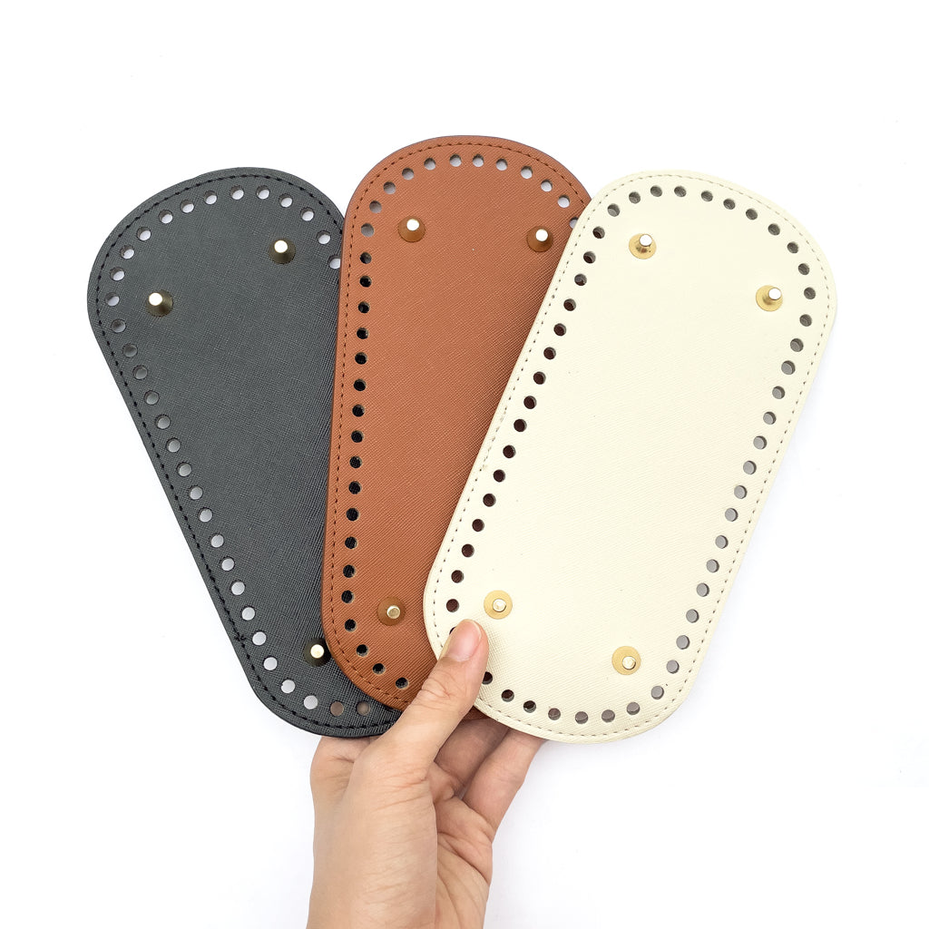 PU Leather Bag Base Bottom with Bag Feet and Holes for Crochet and Knitting DIY