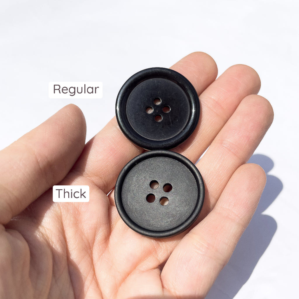 4-Hole Round Black Plastic Buttons 8mm / 11mm / 15mm / 18mm / 19mm / 20mm / 25mm / 28mm / 30mm